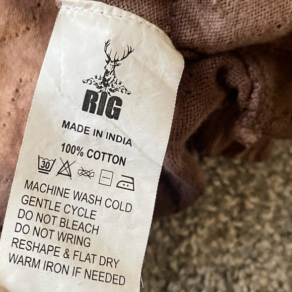 Rig Utility Neutral Brown Cotton Tie Dye Half Sleeve Open Cardigan Size Medium - Picture 3 of 10